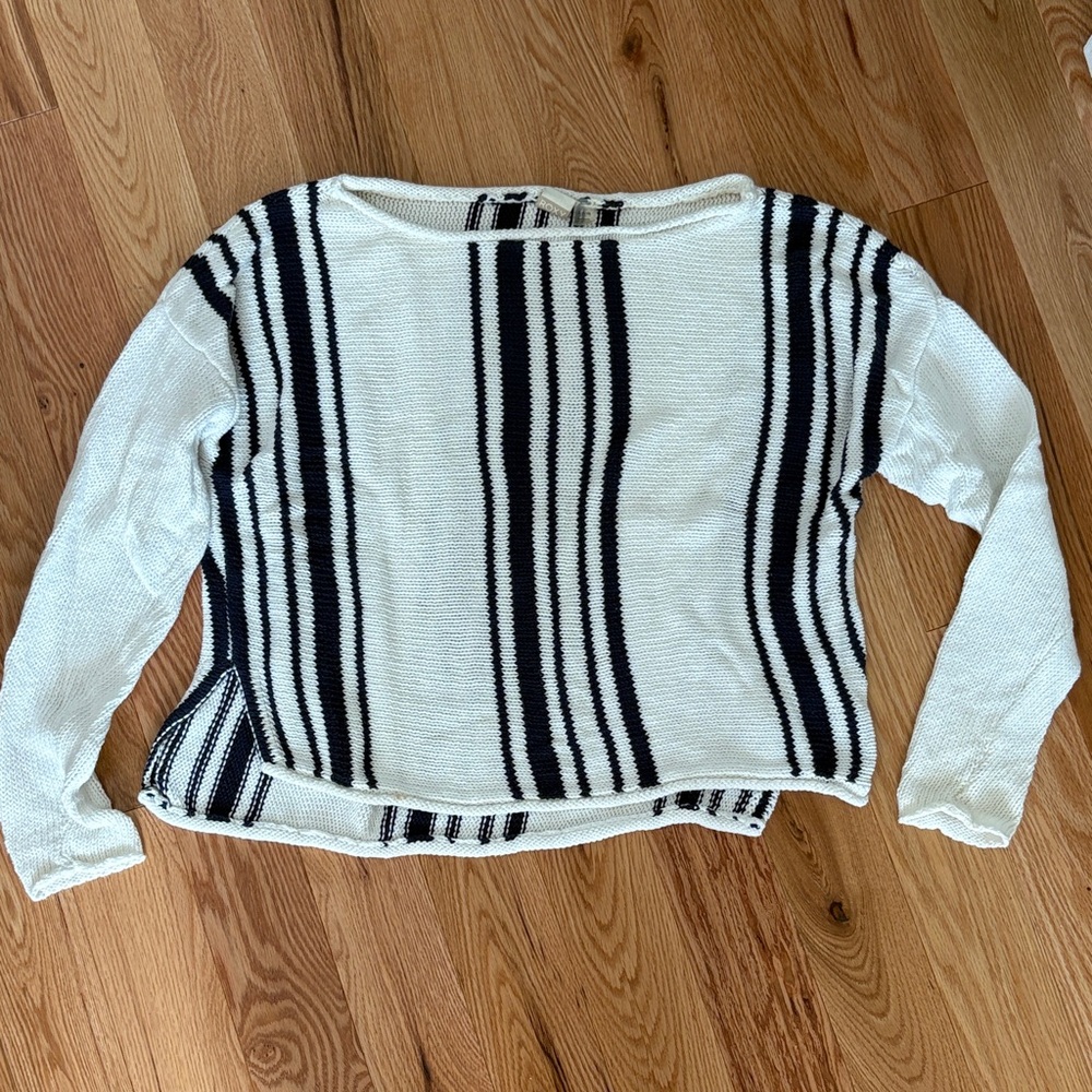 Roxy Navy and White Striped Sweater